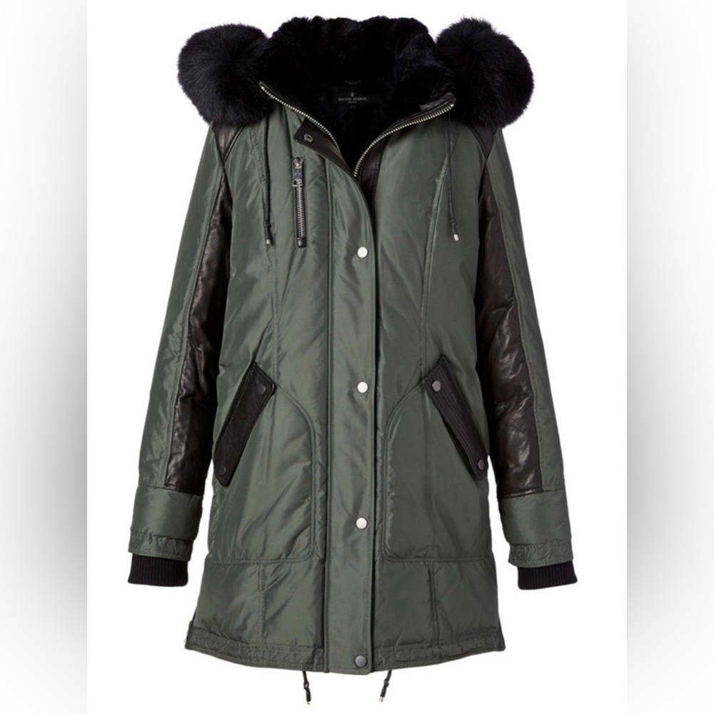 NICOLE BENISTI Chelsea Shearling Down Parka With Fur Hood Size Small